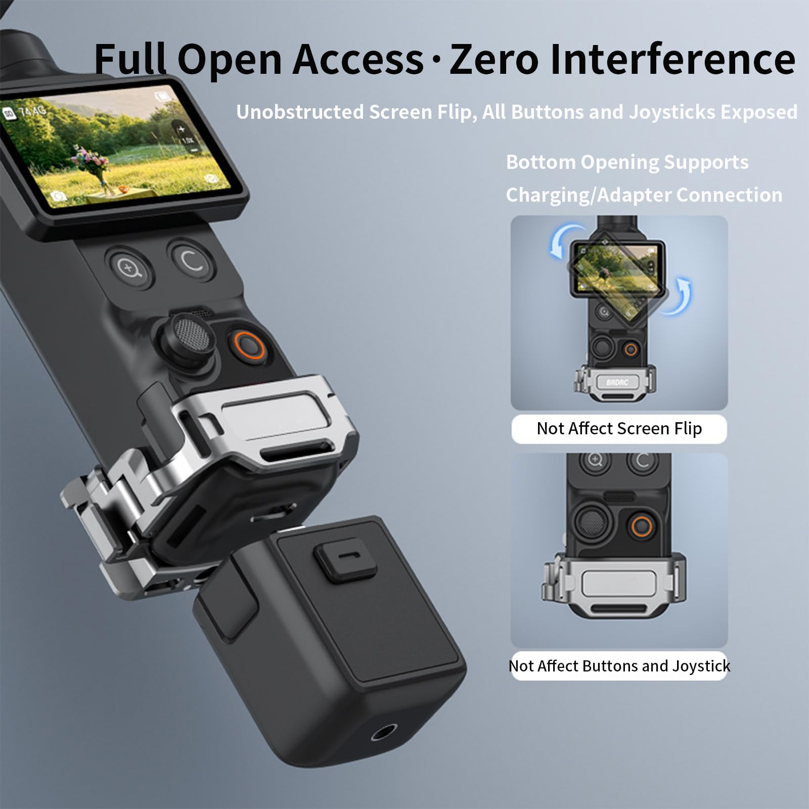 Podstawa adaptera rozszerzającego do DJI Osmo Pocket 4/3, metalowy wspornik montażowy, szybkie zwalnianie, adapter ramy przedłużającej z otworem na śrubę 1/4/zimną stopką/składany interfejs z