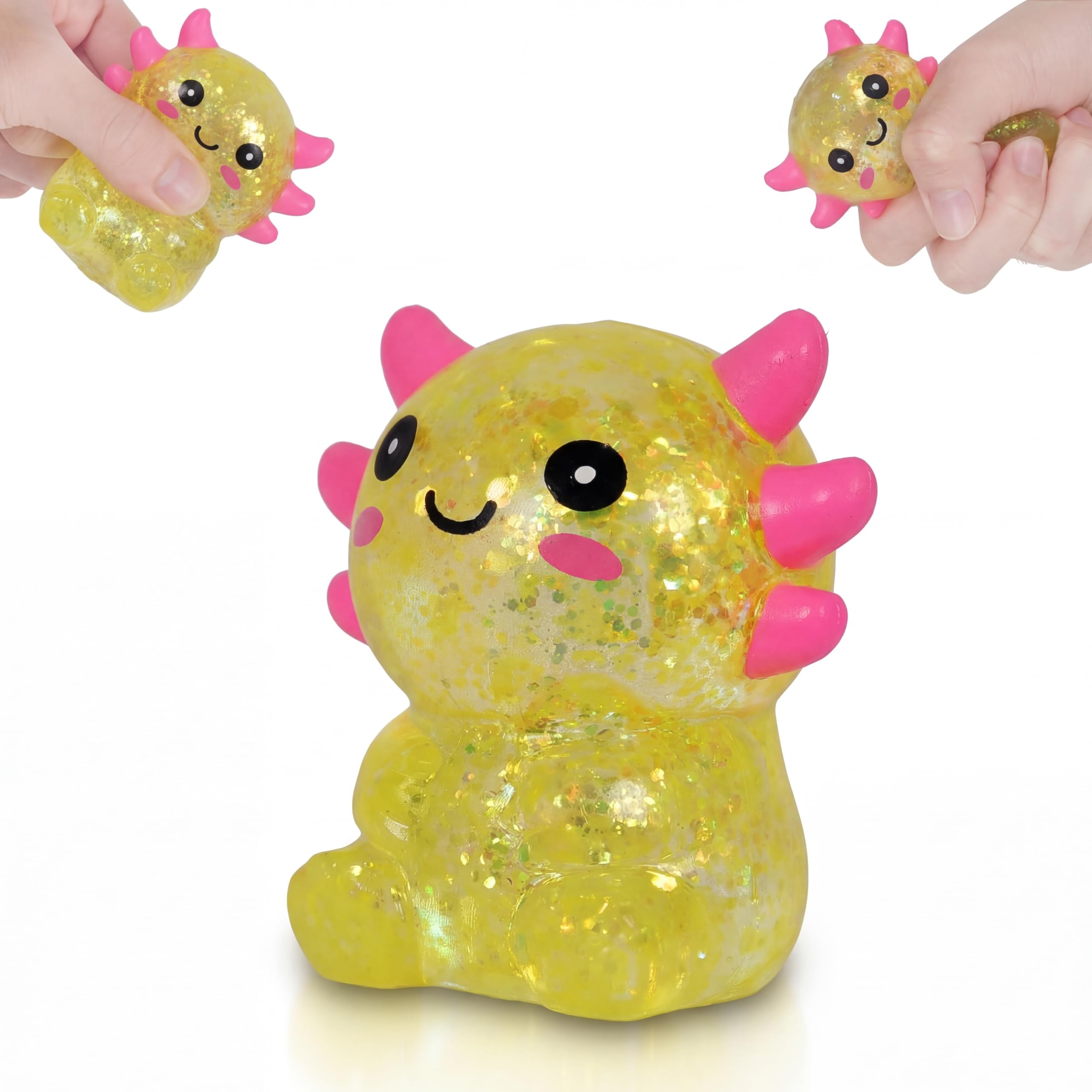 Puffwize Axolotl Squishy Toy, Cute Slow Rising Fidget Toy for Stress Relief, Soft Squeeze Sensory Toy for Kids and Adults, Handheld Stress Ball for Anxiety and Focus Sitting Posture Axolotl(Yellow) — image 1