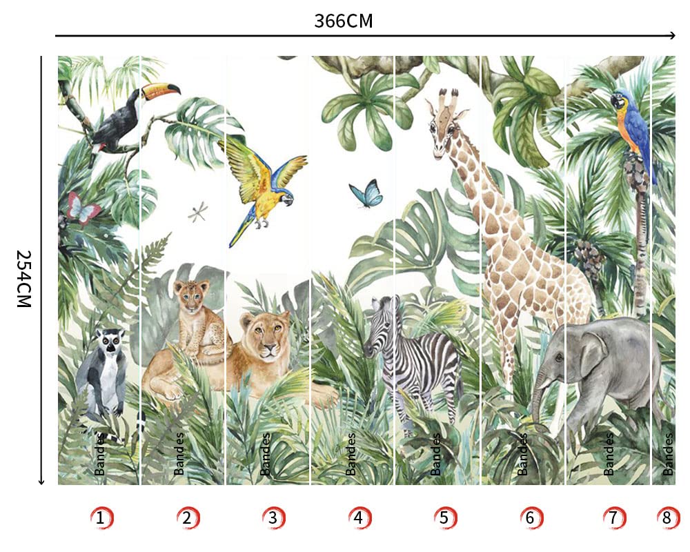 Carta da parati in tessuto non tessuto animali giungla giraffa elefante leone poster dipinti fotografici da parete utilizzati per soggiorno camera da letto bambini decorazione della parete