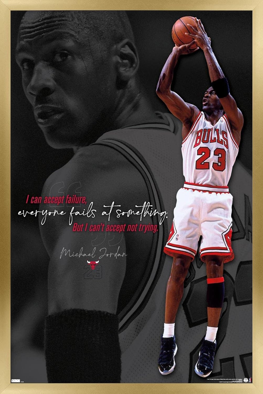 Trends International Michael Jordan - Can't Accept Not Trying Wall Poster, 22.375" x 34", Premium Unframed Version