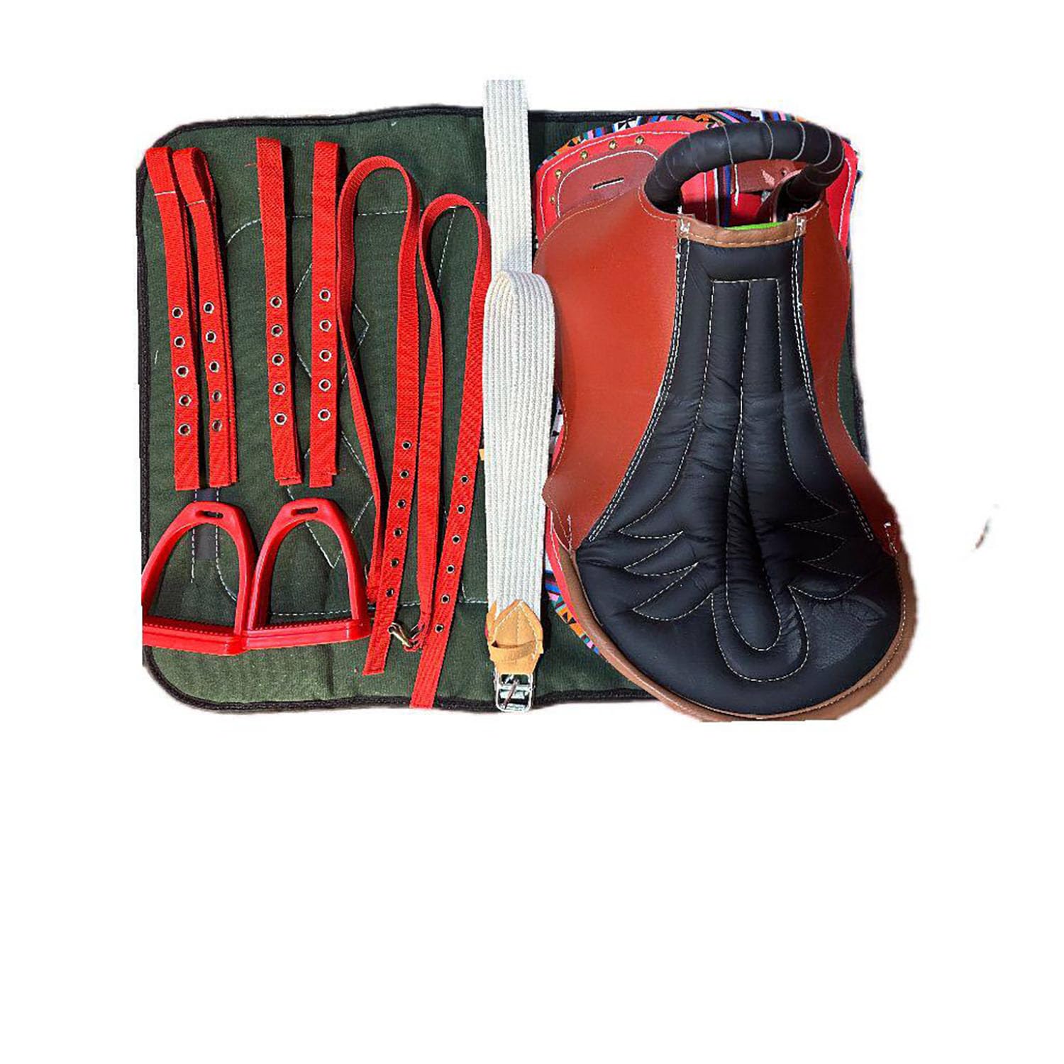 NILoykg& Set da 8 Pezzi per Sella per Cavallo, Kit Completo per Sella con staffe, staffe in Cuoio, sottopancia, Sopracciglia, sottosella, redini e Corda di Piombo,Nero