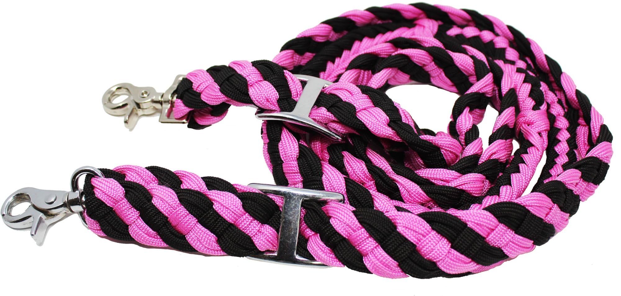 Rênes Nouées Nylon Tressé Vert émeraude - Tack Western Barrel - Challenger 7-8 Ft
