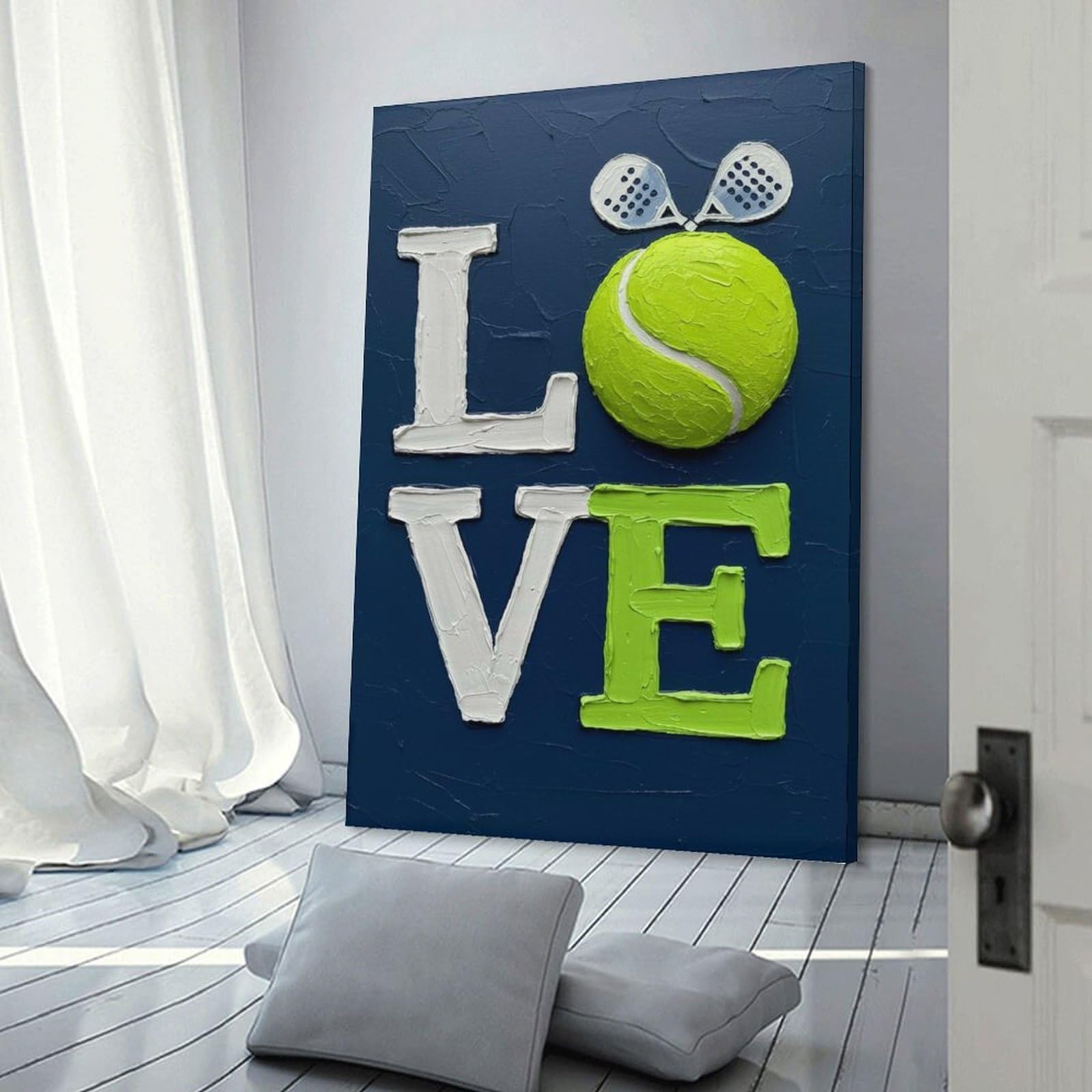 Junmoney Frame-Style-15 Love For Padel Tennis Decorative Wall Artwork 24X36inch(60X90cm), For Corridors, Hallways Or Apartment Entries, Home Artwork For First Impressions