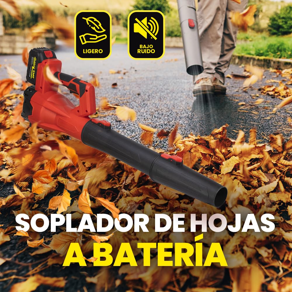 MAKTUL Soplador de Hojas Batería Potente y Ligero, Motor 6 Velocidades 28.000 RPM 241 Km/h, 2 Baterías 4000mAh 20V 450W, Sopladora de Aire Jardín Alta Potencia, Bufador Eléctrico Inalámbrico sin Cable