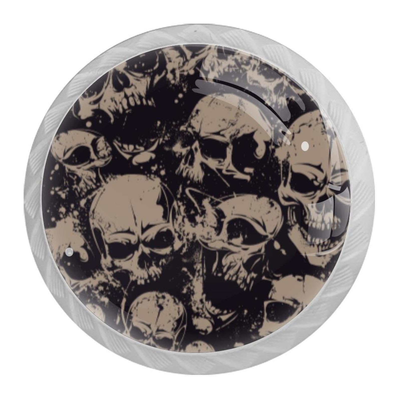 Tqmspg 4 Pieces Drawer Pulls Skulls Door Knobs Dresser Handles for Kitchen Wardrobe Cupboard Hardware Furniture