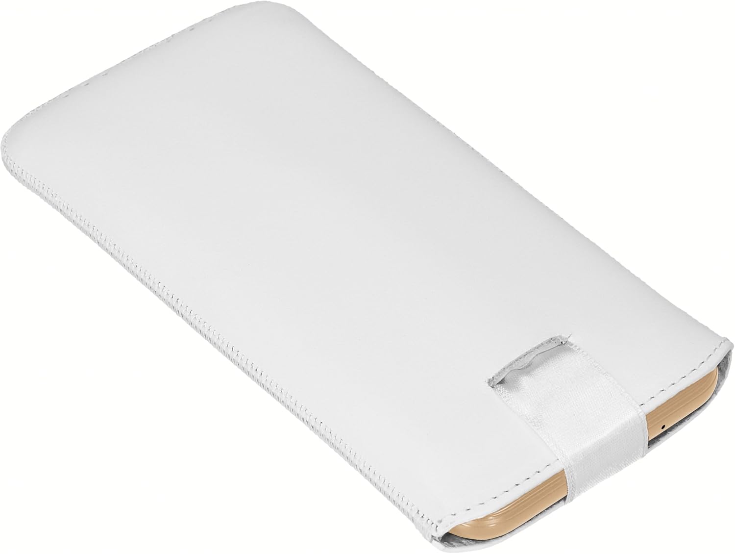 mumbi Genuine Leather Case with Flap and Pull-Out Tab for Huawei P20 Lite White