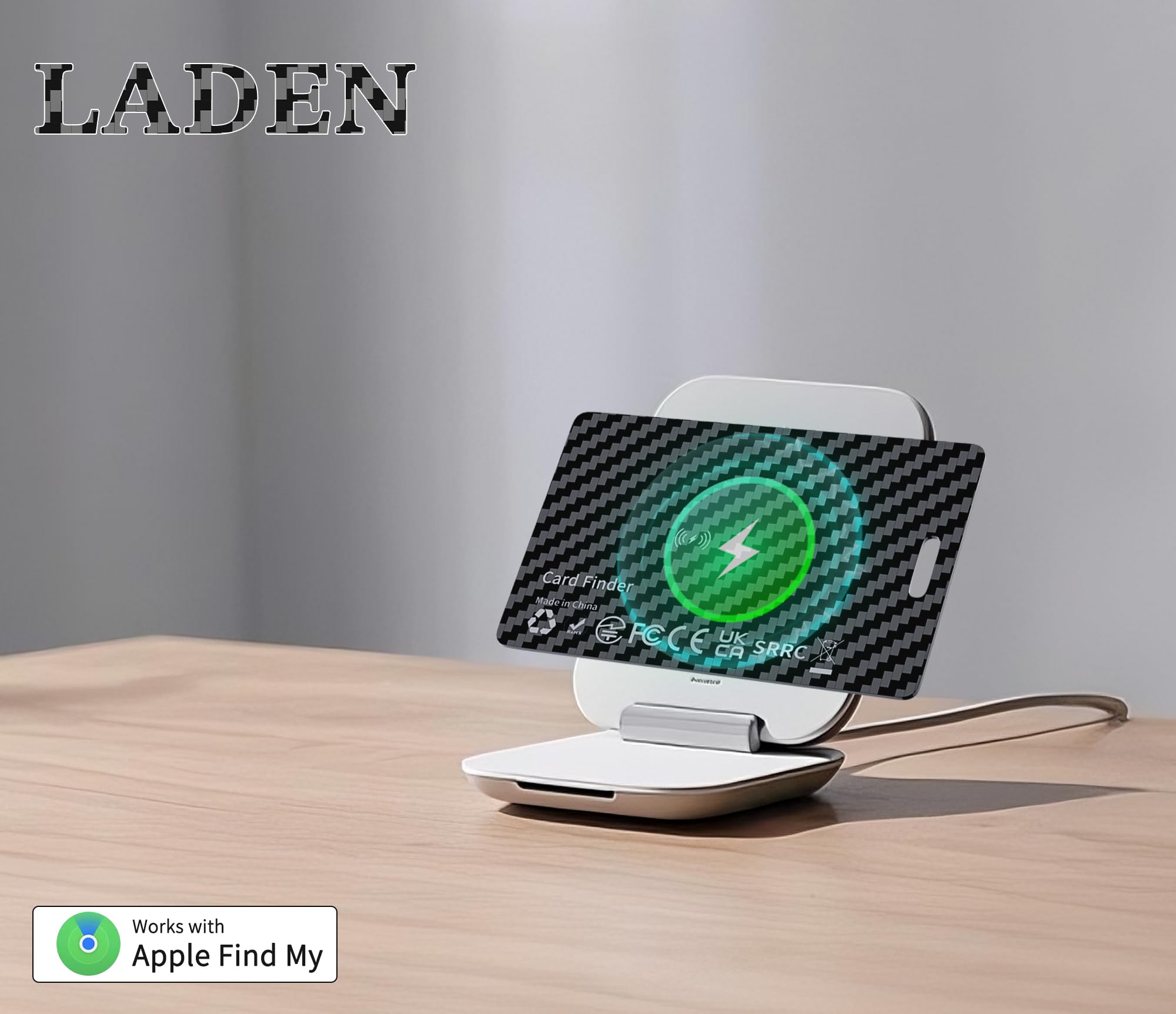 Dünne Geldbörsen-Tracker-Karte Funktioniert mit Apple Wo ist? App(nur iOS), Wiederaufladbare Item Finder für Gepäckanhänger, Pässe, IP68 Wasserdicht