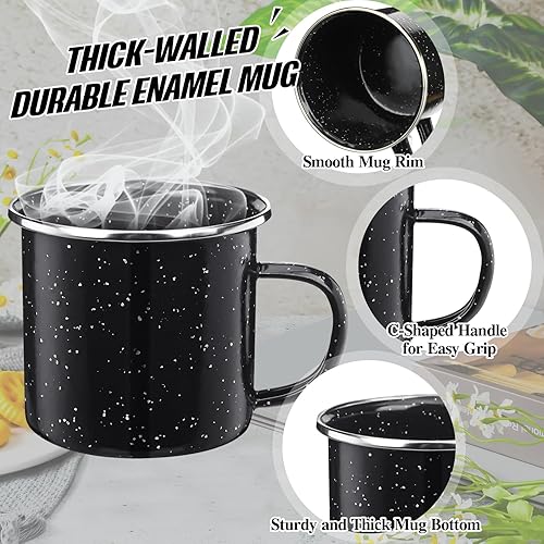 Miniatura 9 de Tazas de café pequeñas de esmalte para acampar, tazas de café portátiles vintage, tazas de té para fogata, tazas de campamento a granel con asa para