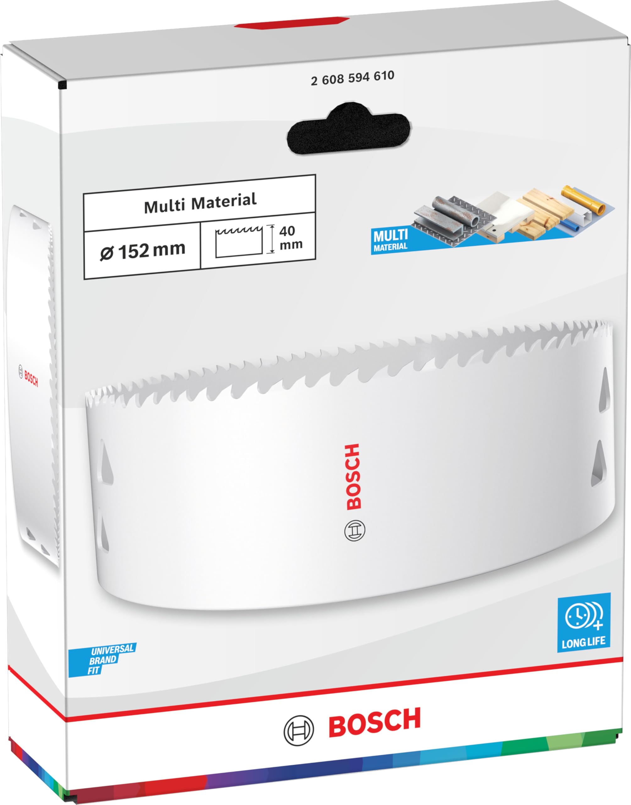 Bosch 1x Sega a tazza Multi Material filettata (per Acciaio, Cartongesso, Ø 152 mm, Professional Accessorio Trapanoi)