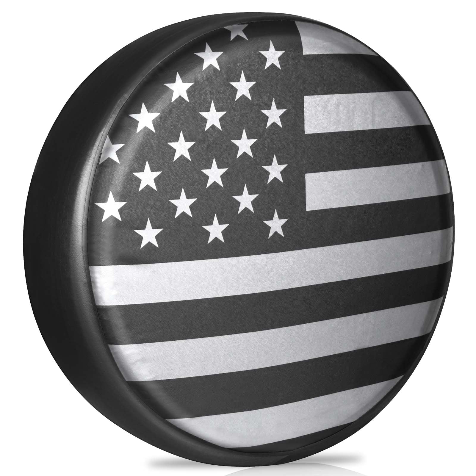 Spare Tire Cover for RV Trailer, Jeep Wheel Cover for Spare Tire, Leather Trailer Tire Covers with American USA Flag for Camper, RV Trailer, Jeep, Truck, SUV (17" for Diameter 31.49-32.28 inch)