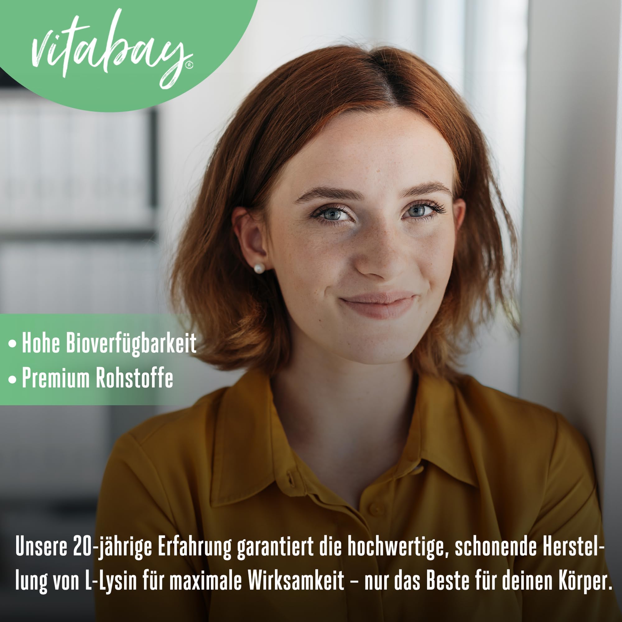 Vitabay Lysin Hochdosiert 800mg - 365 L-Lysin Tabletten Vegan & Laborgeprüft - Essentielle Aminosäure Lysine Kapseln - ohne unerwünschte Zusatzstoffe