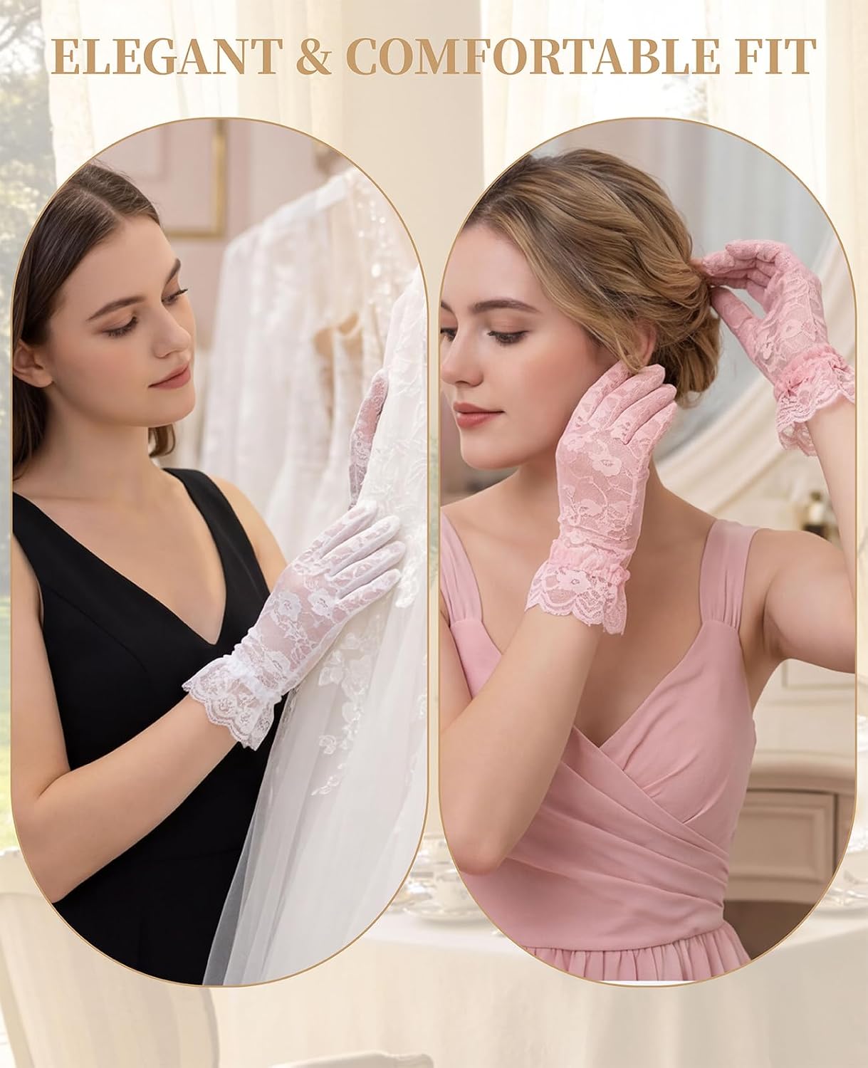 5 Pairs Lace Gloves, Elegant Short Tea Party Gloves for Women, Vintage Accessory for Wedding Opera Evening & 1920s Prom image 2