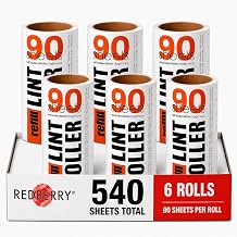 Redberry Value Lint Roller Refills - 6 Replacement Rolls - 90 Sheets per Roll - 540 SHEETS IN TOTAL - Perfect for Pet Hair, Fluff, Dust - Can be Applied at any Fabric