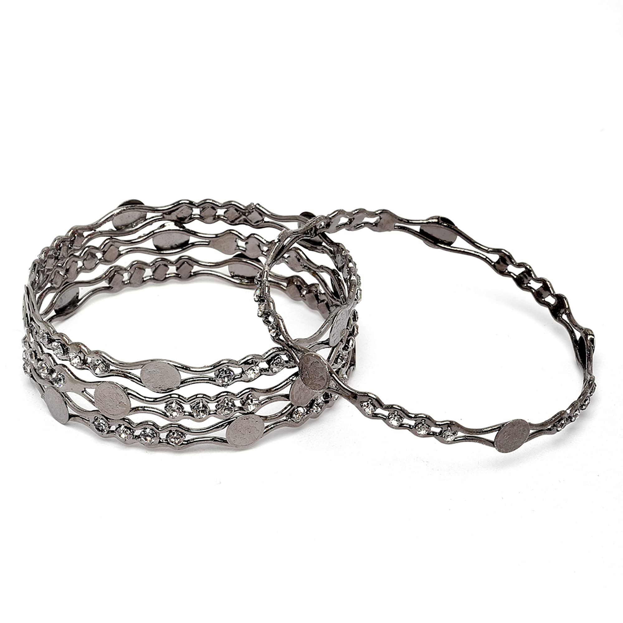 ZENEME Rose Gold-Plated White American Diamond studded Temple Coin Bangles Jewellery Set for Girls and Women (Set Of 4) (2.6) (Style_01, 2.6 Inches) (B0C1P3HSND) Amazon Price History, Amazon Price Tracker