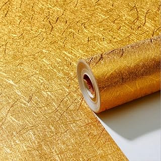 QIHANG Papel de parede grosso à prova d'água dourado para hotel KTV Bars TV fundo papel de parede dourado cor 0,53 m10 m = 5,3 m2   QIHANG Papel de parede grosso à prova d'água dourado para hotel KTV Bars TV fundo papel de parede dourado cor 0,53 m10 m = 5,3 m2