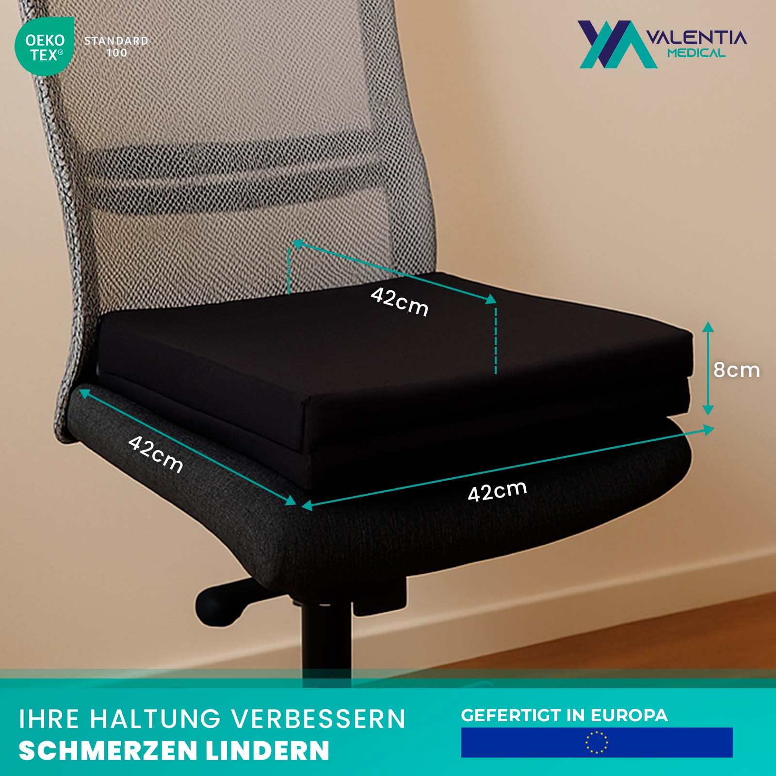 Orthopädisches Sitzkissen Schaum + Memory Foam WEICH - 100% wasserdicht + Innenbezug - Sitzkissen Outdoor - Mehrzweckkissen- Sitzkissen orthopädisch