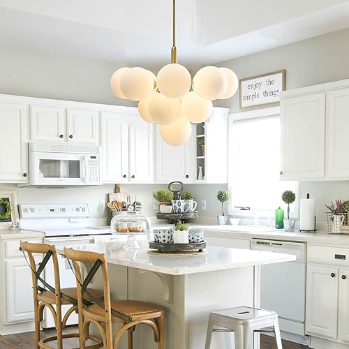 Miniatura 3 de Lámpara de araña moderna de mediados de siglo con 13 luces de latón dorado para comedor, isla de cocina, dormitorio, sala de estar