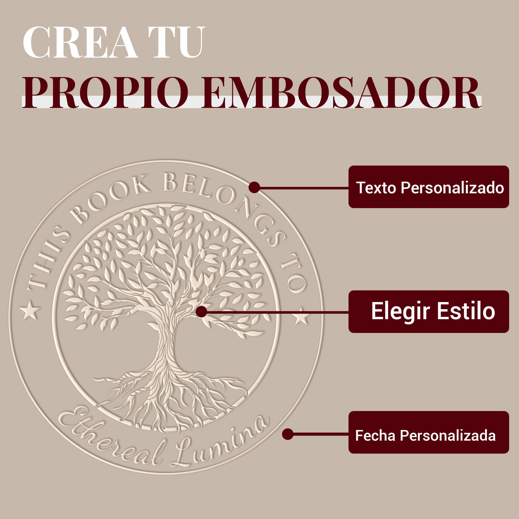 Easycosy Sello Libros Relieve Personalizado, Boda Embosador de Libros Ex Libris Personalizado, Sello en Relieve Personalizado con Nombre, Embosser para Libro