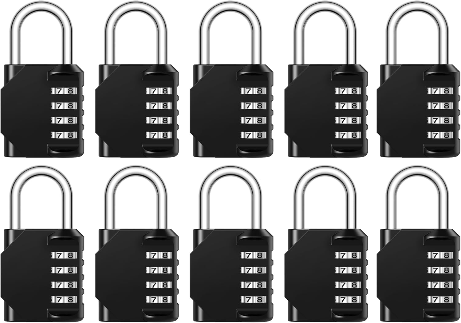Puroma Combination Lock 10 Pack 4 Digit Waterproof Locker Locks Secure Outdoor Padlock for Gym Lockers, Toolboxes, Gates, Fences, Storage, Sports Locker, Cabinets (Black)