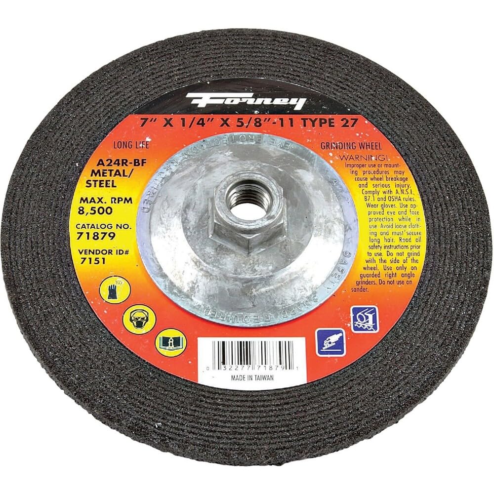 Forney mola con 5/8-inch-11 Threaded Arbor, metal Type 27, A24R, 1/10,2 cm, 71879