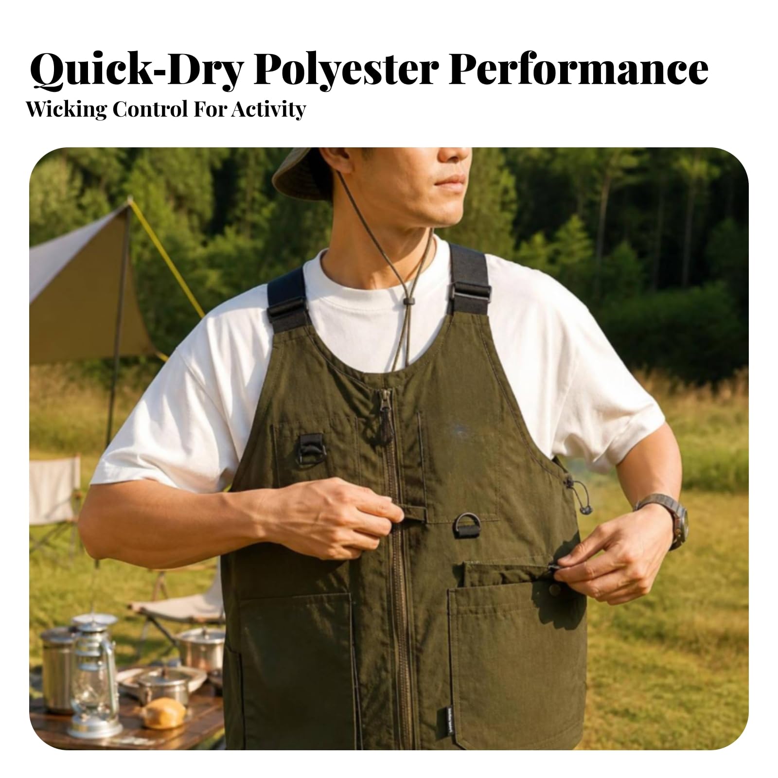 Gilet Multitasche Traspirante | Gilet Trasformabile in Zaino, Idrorepellente, per Trekking, Pesca