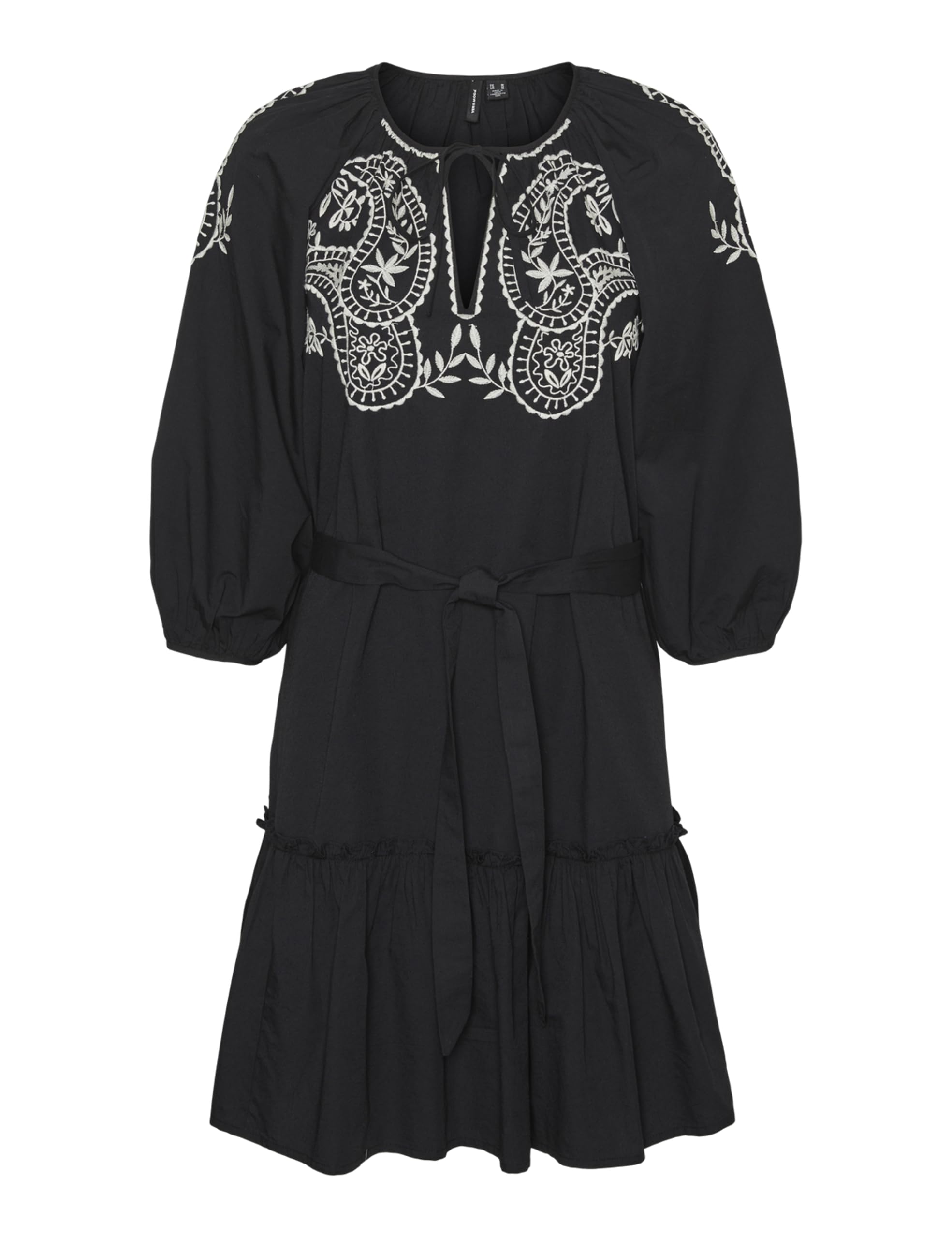 Robe courte noire manches 3/4 pour look bohème chic