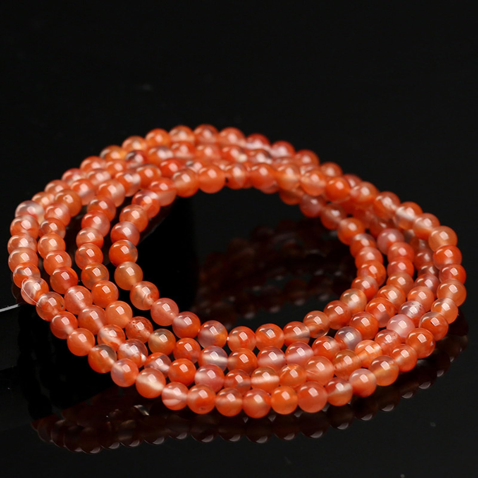 Bracciale con Perline Bracciale in Agata Rossa del Sud Bracciale Elasticizzato in Cristallo curativo Naturale calmante per Donne e Uomini - Pietra preziosa semipreziosa Fatta Mano,4MM