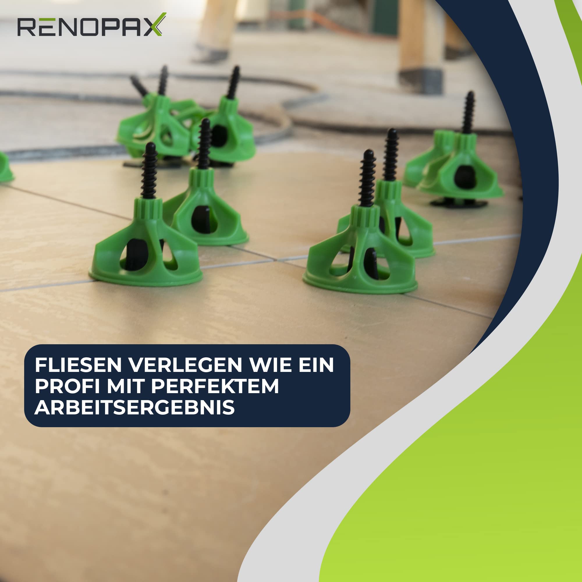 Fliesen Nivelliersystem für Profis und Laien - Fliesenverlegehilfe 2mm Fugen - Fliesenverlegesystem - Fliesenleger Set für 6-16mm Fliesen (Start Set 50x Zugh. + 100x Gewindelasch.)