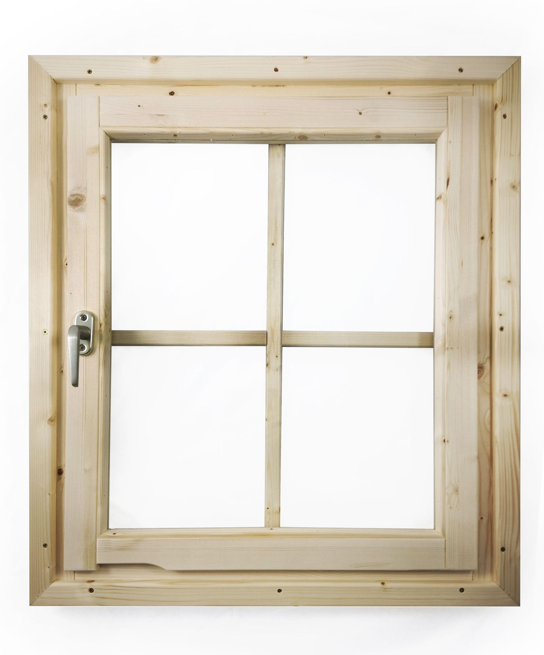 Karibu Fenster Dreh-/Kippfenster aus Echtglas 69 x 80 cm – nordische Fichte, 38/40 mm Wandstärke