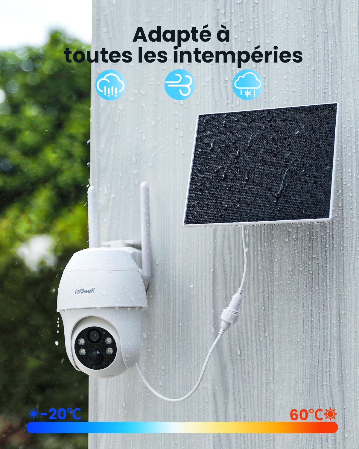 ieGeek 4G LTE Camera De Surveillance sans Internet, 2K HD Camera Carte Sim, Vision Nocturne Camera sans WiFi, Détection Humaine PIR, Audio Bidirectionnel, AI Analysis System/Cloud