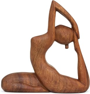 G6 Collection 8" Wooden Handmade Yoga Statue, Yoga Meditation Room Decor, Yoga Decorations for Home, Gift for Yoga Lover, Zen Gift Ideas, Figurine Office Studio Sculpture Yogi, One-Legged King Pigeon