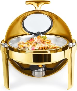 Chafing Dish Buffet Set, 9L Buffet Dish, Stainless Steel Roll Top Chafing Server Set, Food Warmer Chafing and Buffet Warmers with Visible Lid, for Catering, Parties and Weddings 1 Set