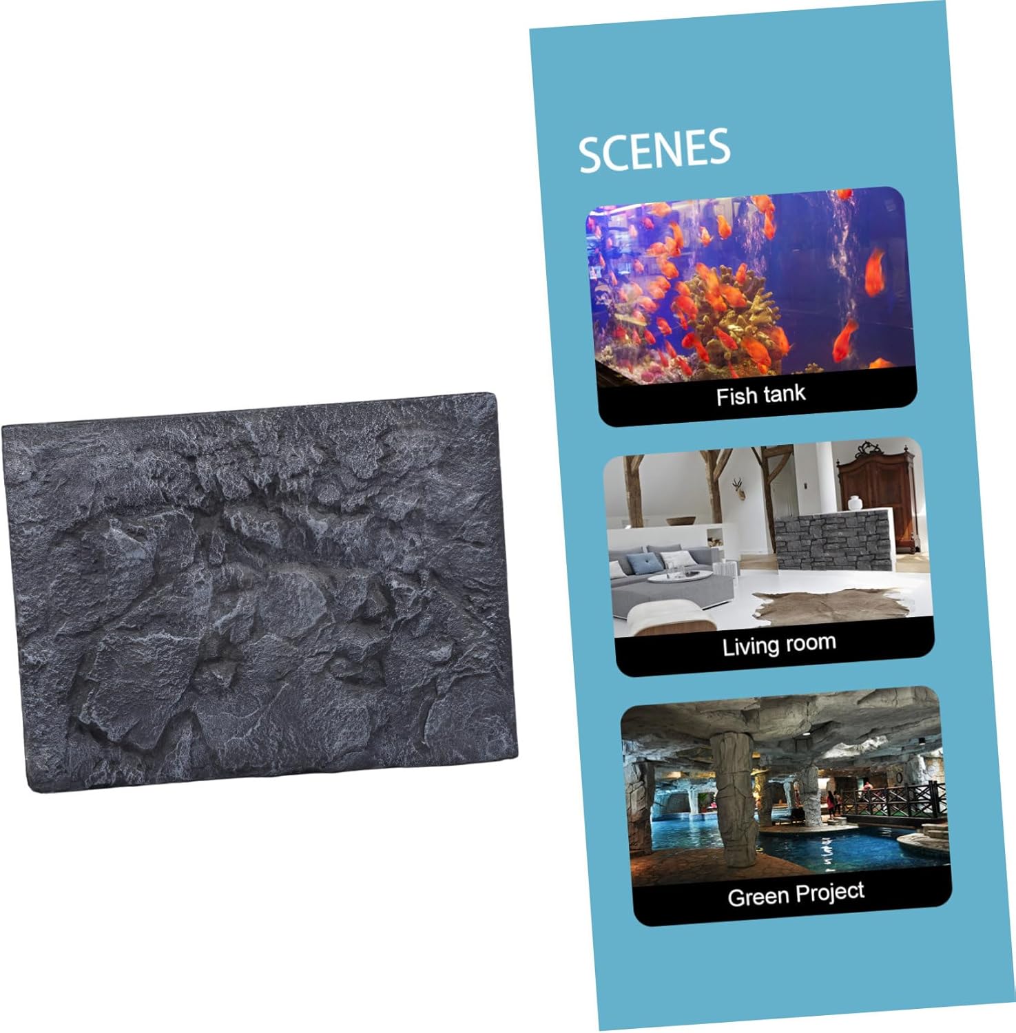 Three Aquarium Background Wall Decor Stone Effect Tank Decor for Reptiles Fish and Environments Lightweight Design for Easy Installation