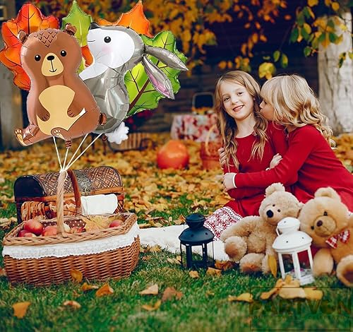 Miniatura 5 de 13 globos de animales del bosque, globos de aluminio Mylar de animales del bosque para decoración de fiesta de cumpleaños y otoño con temática de