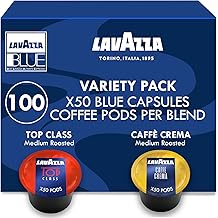Lavazza Blue Coffee Capsules Variety Pack – 100 Count (50 Pods Each) – Includes Top Class & Caffè Crema Blends – Compatible with Lavazza LB Espresso Machines Only – Premium Italian Coffee