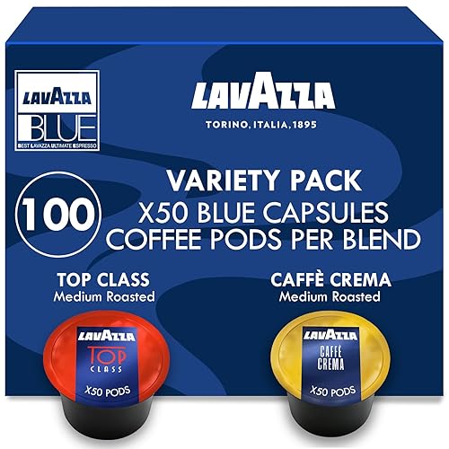 Lavazza Blue Coffee Capsules Variety Pack – Includes Top Class and Caffe Crema Blends – Compatible with Lavazza LB Machines Only – 100 Count (50 Pods Each)