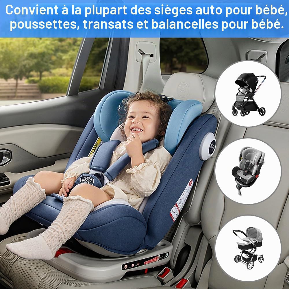 Coussin Poussette, Reducteur Cosy pour Nouveau-né, Tissu Mesh 3D Réducteur de Siège, Confortable et Respirant pour Poussette, Siège Auto, Chaise Haute, Noir