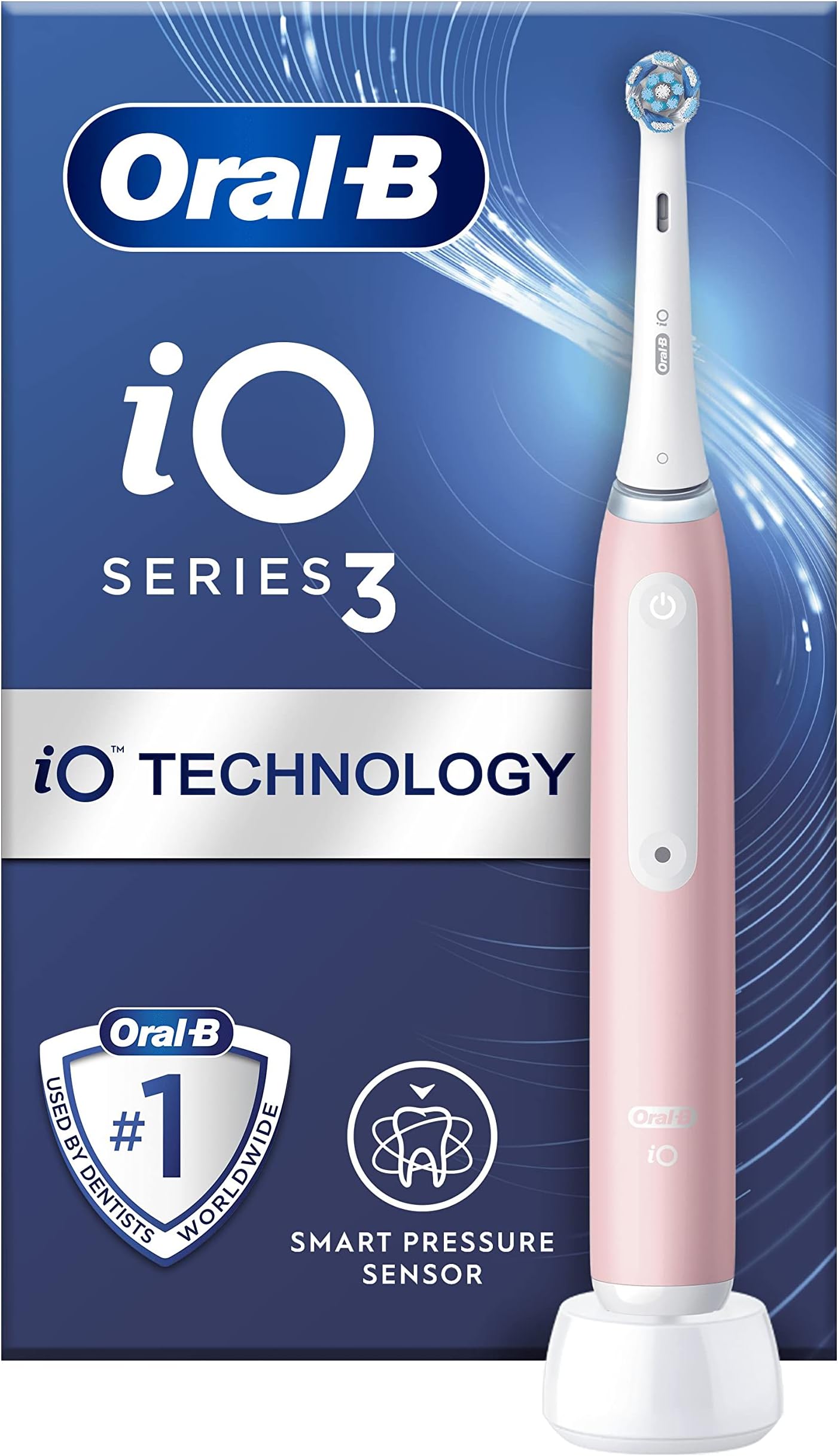 iO3 Electric Toothbrushes Adults, 1 Toothbrush Head, 3 Modes With Teeth Whitening, 2 Pin UK Plug, Pink