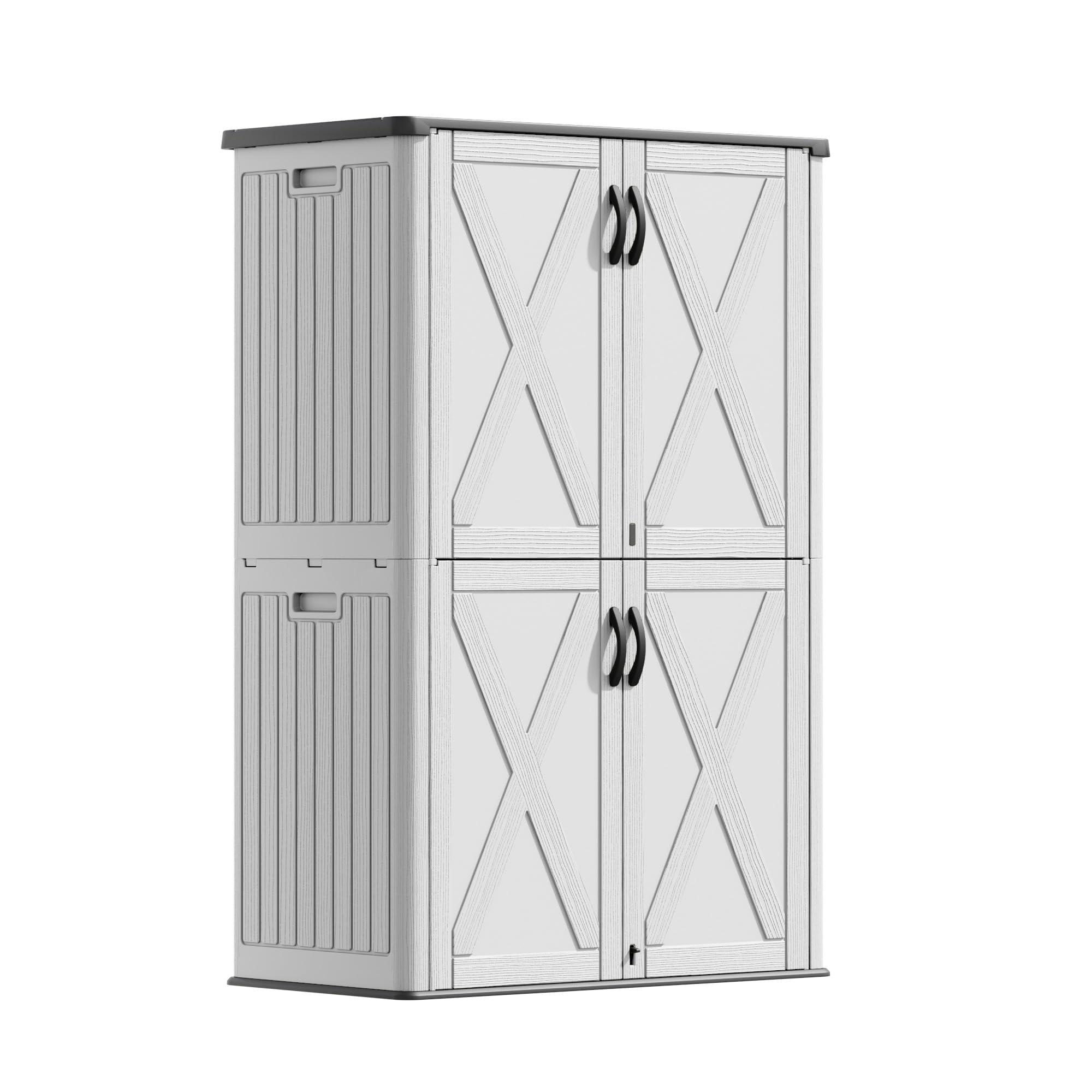 Devoko 50 Cu Ft Plastic Outdoor Storage Cabinet, White