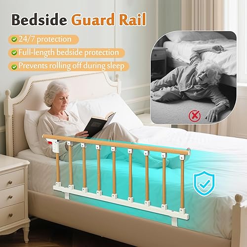 Miniatura 2 de Mybow Rieles de cama para adultos mayores, barandilla de cama plegable para personas mayores, riel de asistencia de mesita de noche, barra de apoyo