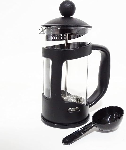 Bodygenix Classic Continental 350ml Black Cafetière  Premium Manual 3 Cup French Press Coffee Maker with Toughened Shockproof Glass Pot and Plunger Filter for Ground Beans Espresso Tea