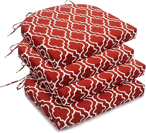 downluxe - Juego de 4 cojines cuadrados impermeables para sillas de exterior y muebles de patio, con correas, de espuma viscoelástica, para asiento