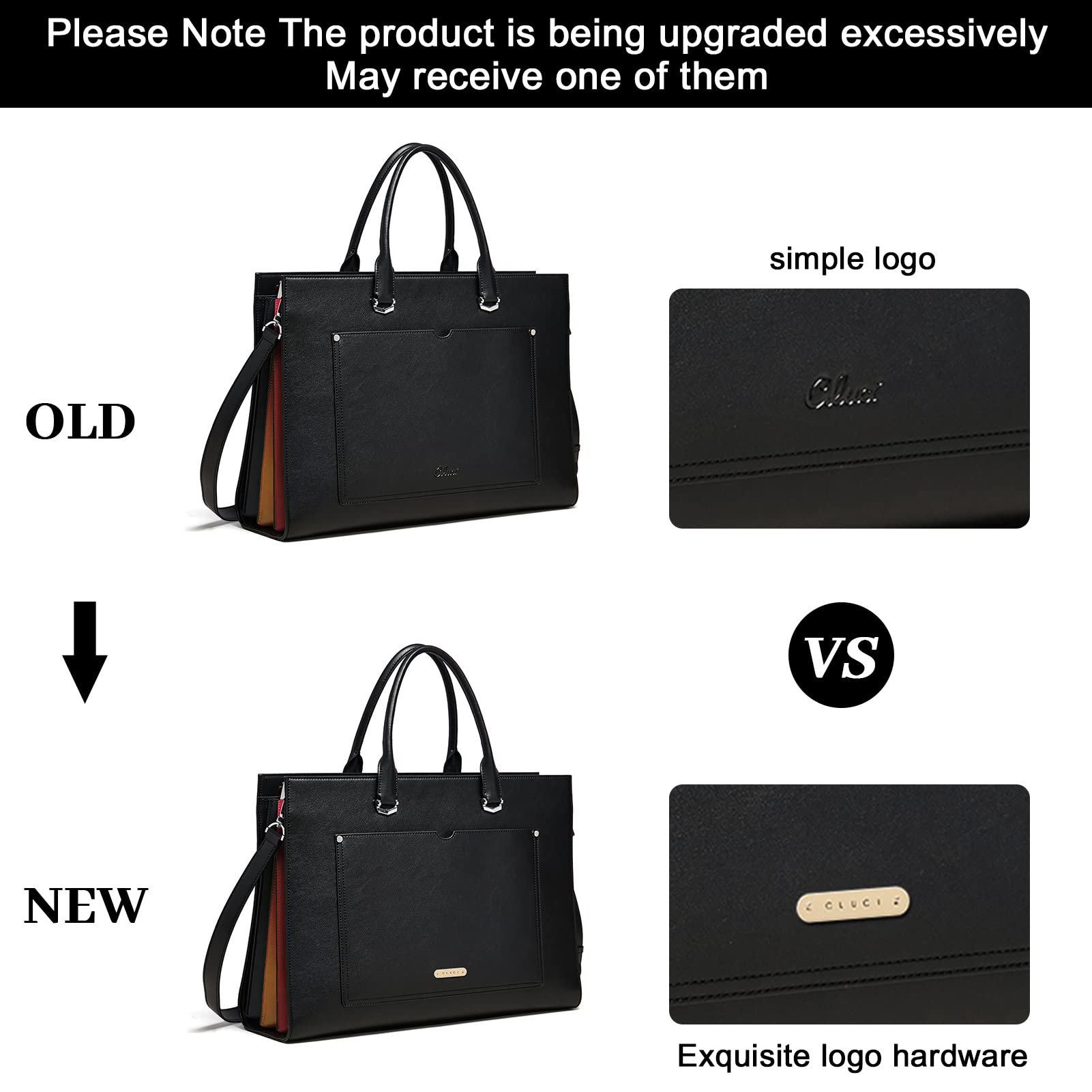 CLUCI Valigetta per le Donne di Modo Del Cuoio Genuino 15.6 Pollice Del Computer Portatile Sottile Grande Tasca Business Ladies Borsa A Tracolla, A Black, Large