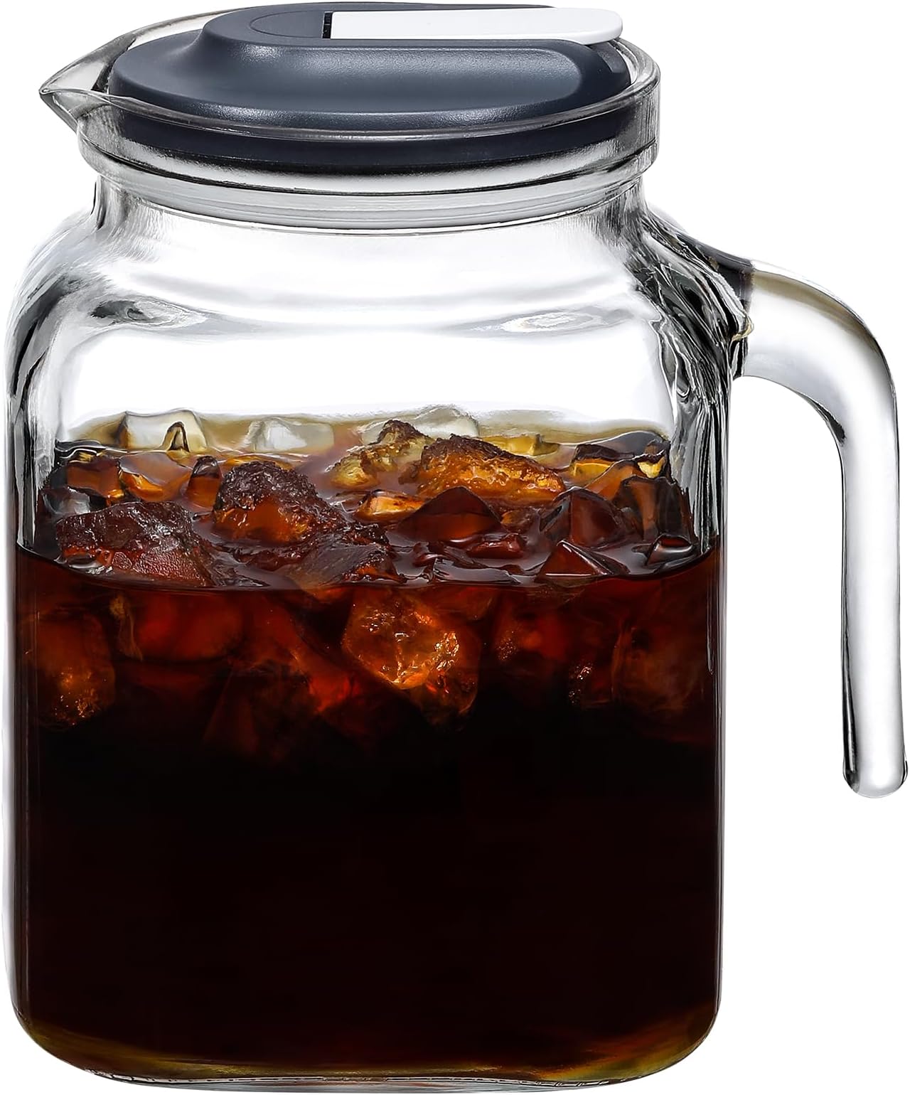 AOZITA 2L Modern, Minimalist Glass Pitcher with Lid and Spout, Leakproof, Clear