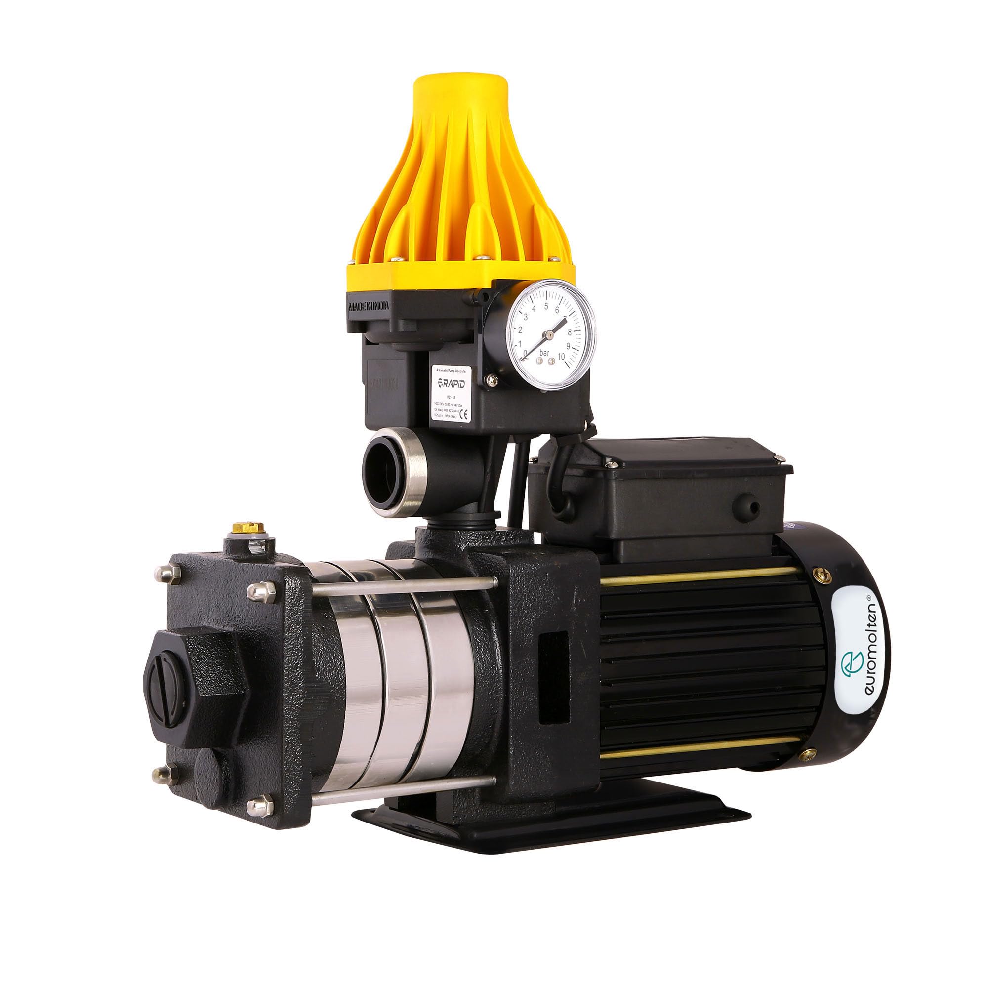 EUROMOLTEN 1Hp Water Pressure Booster Pumps with Automatic Pump Controller for Bathroom, Shower & Home Use, SS Impeller & Diffuser, Made of 100% Copper Windings(4 Bathrooms + Kitchen)-image-13