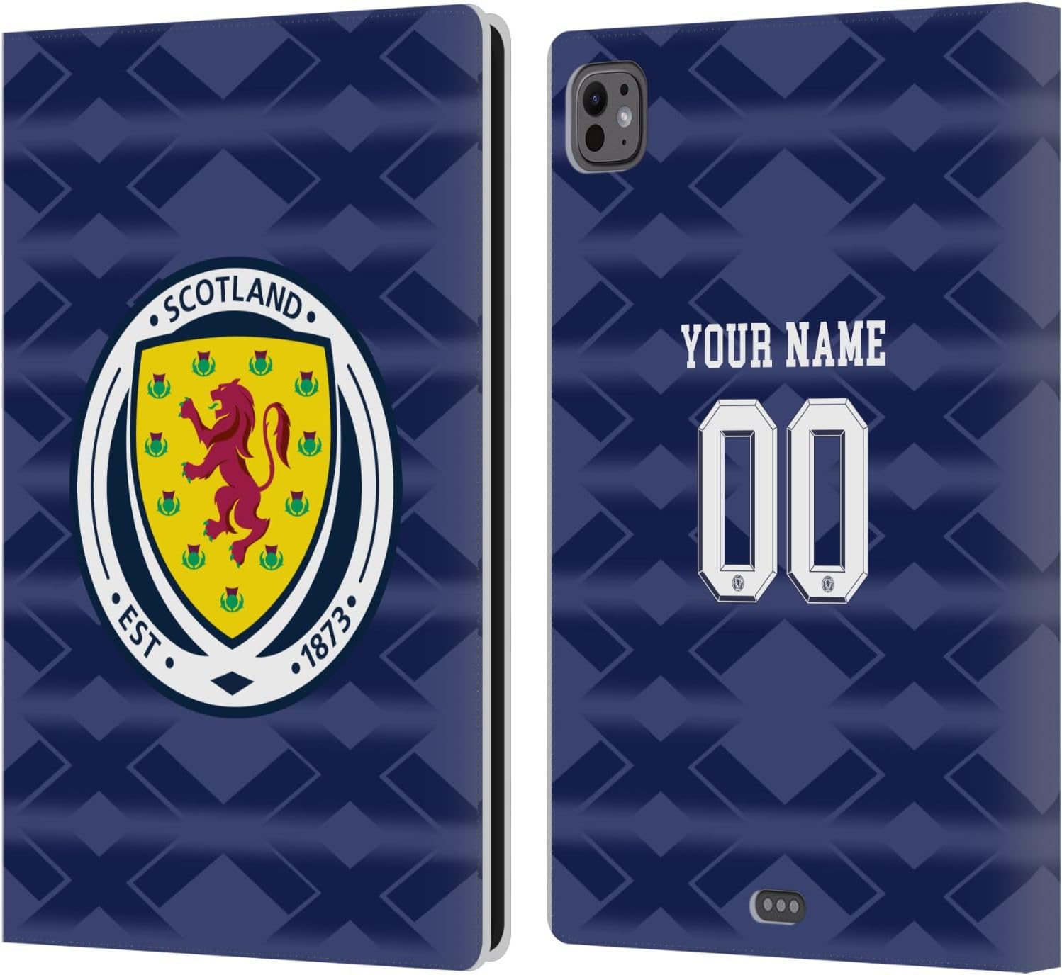 Head Case Designs Officially Licensed Custom Customized Personalized Scotland National Team Home 2026/27 Kit Leather Wallet Case Compatible with Apple iPad Pro 11 M4/M5 2024/2025