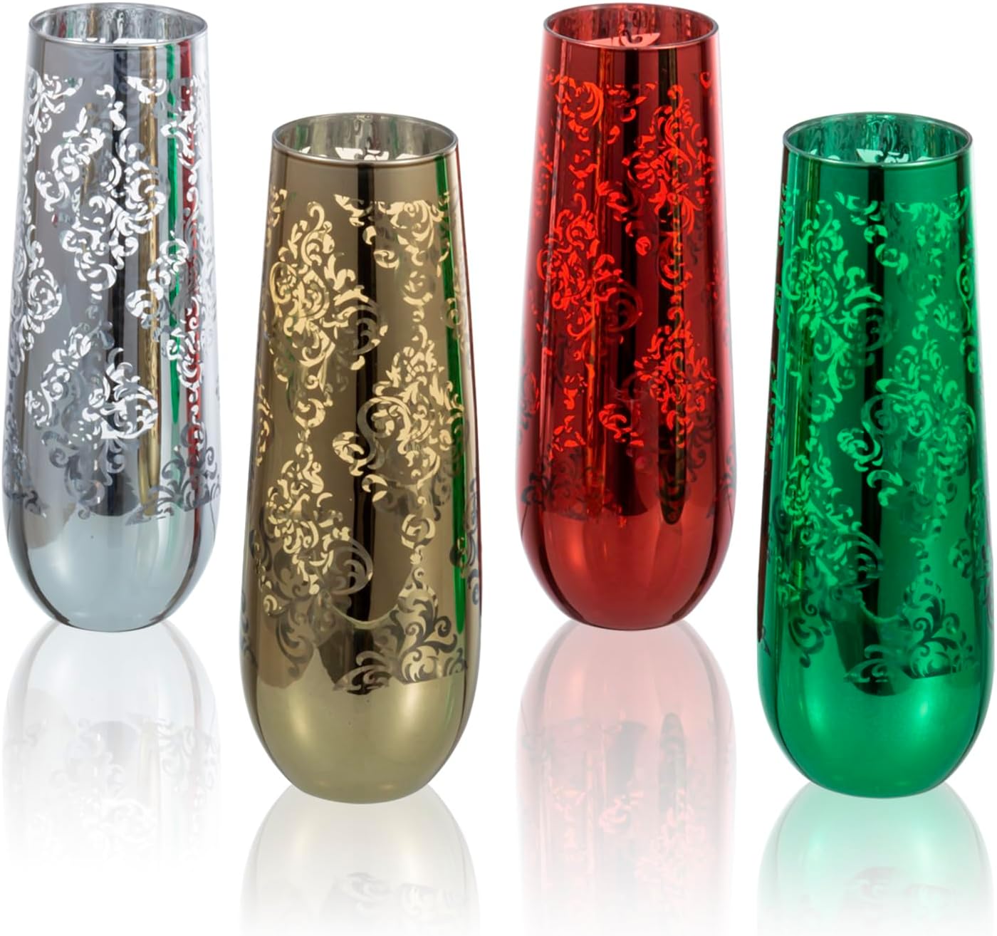 MyGift 9 oz Modern Christmas Color Champagne Flutes with