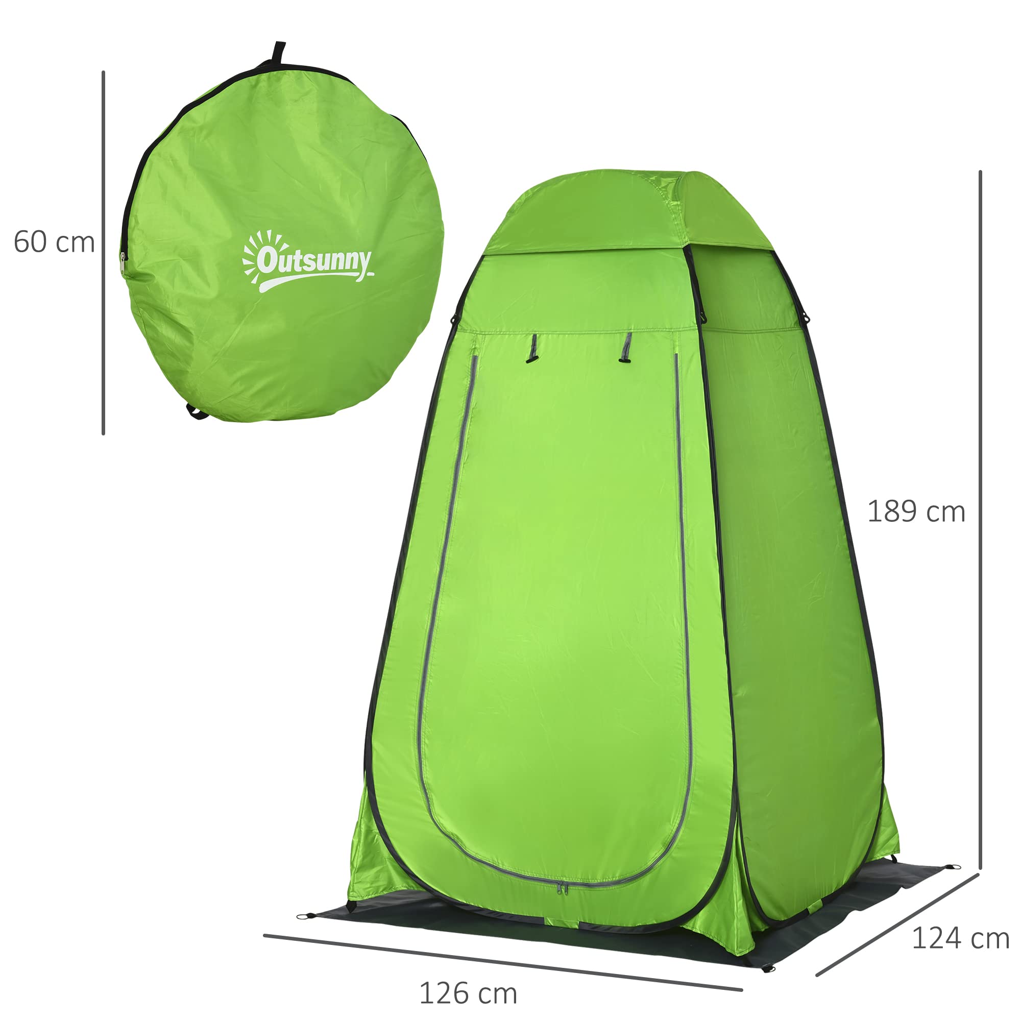 Outsunny Tente de douche cabine de change 126x124x189 cm Vert
