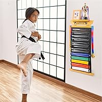 Vista 6 de Tilhumt 10/12 Belts Karate Belt Display Rack with Photo Shelf, Felt Taekwondo Belt Display Rack Martial Arts Belt Display for Adults TKD, BJJ