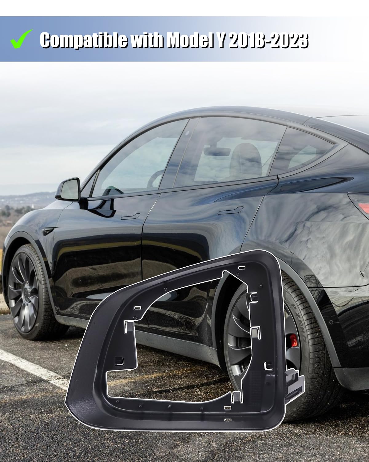 Spiegelrahmenhalter Für Tesla Model Y - Einfacher Austausch, ABS-Material, Schwarzes Design